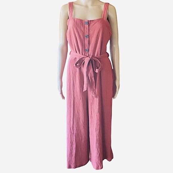Rachel Zoe Size 8 Rust Red Summer Vacation Work Party Wide Leg Crop Jumpsu